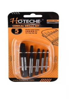 M3 To M18 Metal Screw Extractor 5 pc. Remove Broken Bolts And Screws