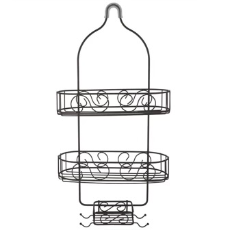 Oil Rubbed Bronze Finish Wide Space 2 Tier Shower Caddy Metal Wire